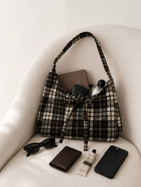 بگ کژوال چهارخونه مدل  مرلین Ribbon Bag
